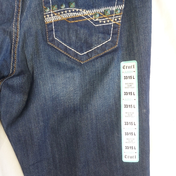 NWT Rocky Mountain Clothing Cruel Denim ABBY blue jeans, 33/15 long - Picture 10 of 15